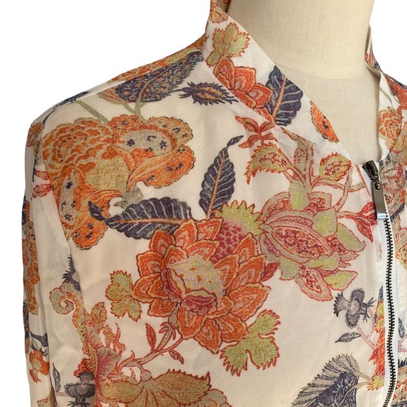 NWT Hillary Scott Floral Bomber Jacket XL Sheer Chiffon Cottagecore Coastal Fall - Picture 6 of 13